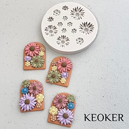 Moldes de argila de polímero de flor Keoker - 1 PCS Daisy Polymer Argy Moldes para fabricação de jóias, moldes de barro