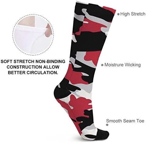WeedKeyKat Red Camouflage Socks Novelty Funny Print Graphic Casual Moderate espessura para o outono da primavera e inverno