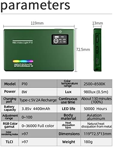 BGZDT 360 Mini RGB de colorido Luz de vídeo 2450mAh Pocket Rechargable Pocket Dimmable Light 2500-9000K Mini Lamp