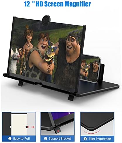 Mensagem de tela de 12 para telefone celular - 3D HD Greante Projector Screen Expande para filmes, vídeos e jogos - suporte