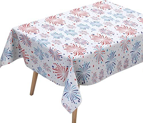 Dazonge Memorial Day Decor, plástico 4 de julho Tables de mesa, pacote de 2 toalhas/tampas de mesa patriótica para decorações de 4