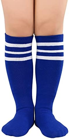 Zando Toddler Soccer Socks Meninos meninas joelhos meias listradas de meias de uniforme escolar infantil meias atléticas de
