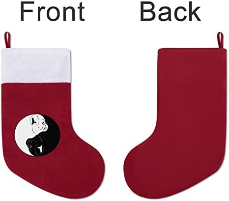 Yin Yang pug meias de meia de natal com lareira de pelúcia pendurada para decoração de casa da árvore de Natal