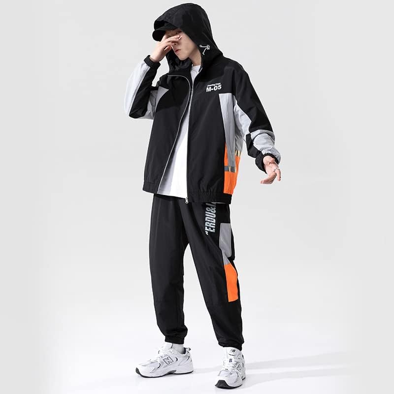 Men do Sportswear Jogging Running Sports Sports Male Hooded Jackets + Calça 2 Peças Dese conjuntos de roupas de moletom