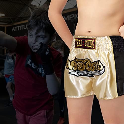 Siamkick Youth Muay Thai Shorts para Kids Boxing Kickboxing MMA Treinamento de MMA para meninos e meninas