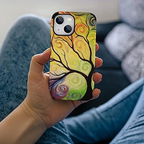 Colorido Rainbow Tree of Life Anti-arranhão capa de telefone compatível com iPhone 13 Mini Protetive Shell Trendy Design