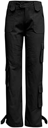 Zlovhe Cargo calça mulheres, calças de carga folgada feminina com bolsos de calças de cargo de calças largas largas