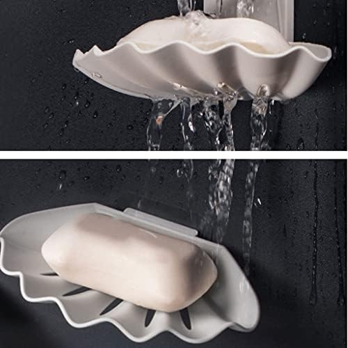 Xjjzs sem perfuração de sabão com drenagem, bandeja de sabão de chuveiro de plástico montado na parede adesivo, porta -sabão para