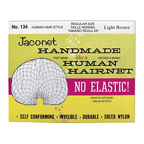 Hair Net Jac-O-Net Handmade sem tamanho regular elástico, marrom claro, 1 rede por pacote [pacote de 12]