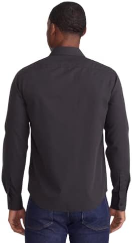 Untuckit Black Stone Ruga grátis - camisa não usada para homens, manga longa, preto, ajuste regular