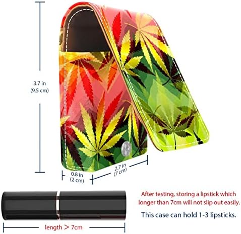 Mini estojo de batom com espelho para bolsa, folhas de cannabis coloridas organização portátil de caixa
