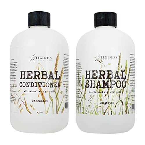 Fazenda de Legend's Creek, pacote de shampoo de leite de cabra com ervas com condicionador, limpeza suave, calmante, nutritiva