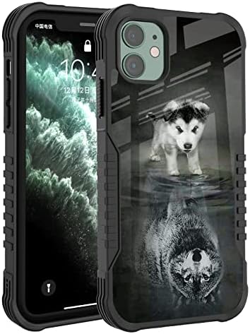 Xgwwqh iphone 11 capa fofa cachorro de cachorro reflexivo lobo gráfico de design capa de telefone.