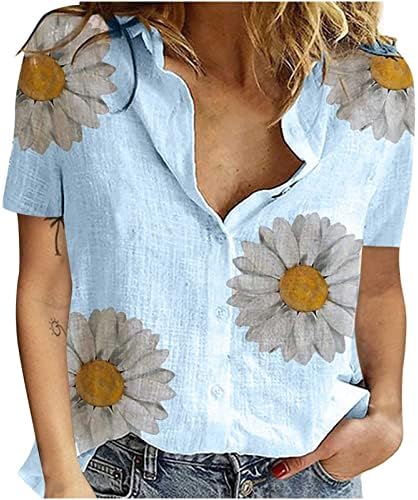 Meninas camisa de manga curta outono verão 2023 Roupas Butalho de ajuste regular para baixo Tee de blusa casual para mulheres