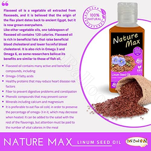 Nature Max Linum Seed Oil Oils Essential Organic Natural Undiluted Pure for Hair and Skin Care Pressed Premium Quality