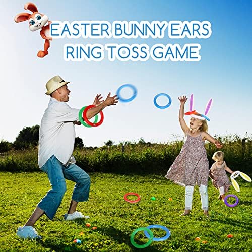 Party Game Games Inflável Bunny Ring Toss Games 2 sets e 8 anéis, jogos infláveis ​​de arremesso de anel 11pcs com bomba para favores