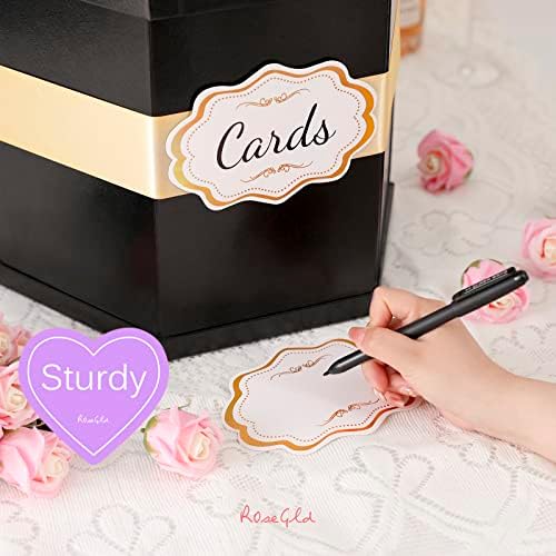 Caixa de cartão RoseGld, caixa de recebimento de cartão com fita 14x12x12 polegadas, porta -caixas elegantes para casamento, graduação,