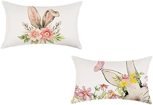 Onway Easter Bunny Throw Capas de travesseiro 12 x 20 polegadas de 2 polegadas de 2 casas sazonais de almofada de almofada de férias