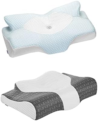 Almofado de espuma de memória cervical Elviros, travesseiros de contorno para pescoço, travesseiro de cama ergonômica ajustável para