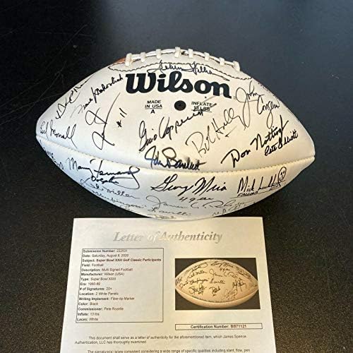 Os participantes do Super Bowl XXIII contrataram futebol Dan Marino 20+ Sigs JSA CoA - Bolsas de futebol autografadas