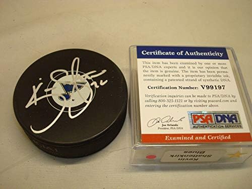 Kevin Shattenkirk assinou o puck de hóquei do St. Louis Blues, PSA/DNA Autografado - Pucks NHL autografados