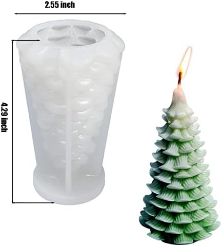 Molde de vela de árvore de natal zqysing, molde de silicone de pinheiro 3d de natal para resina de resina epóxi decoração de presente