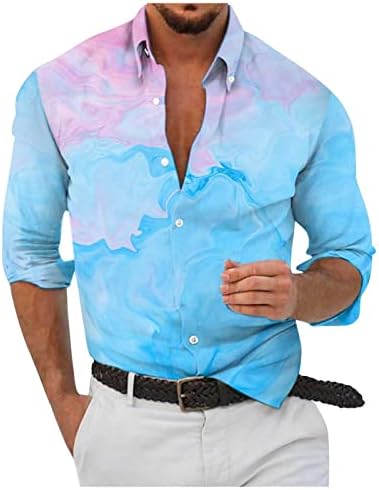 camisas de manga longa ayaso para homens botão colorblock para baixo stand blouse de túnica de túnica plus size size