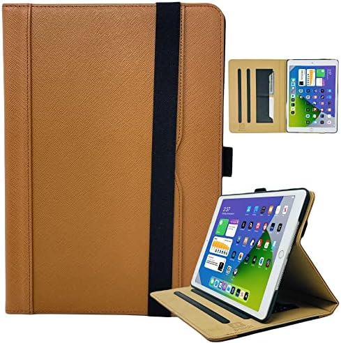 Caso S -Tech para iPad 7th 8th 9th Generation 10.2 - Saffiano Genuine Leather Magnetic Smart Cover Wallet Holder Tampa de