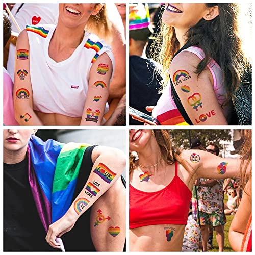 Adesivos de tatuagem do orgulho gay Conjunto de 10 PCs PRIDE DIA LGBT FACO RAILBOW TATAGEM TEMPORTÁRIO DO ARMO DE FLORES ATICENTES