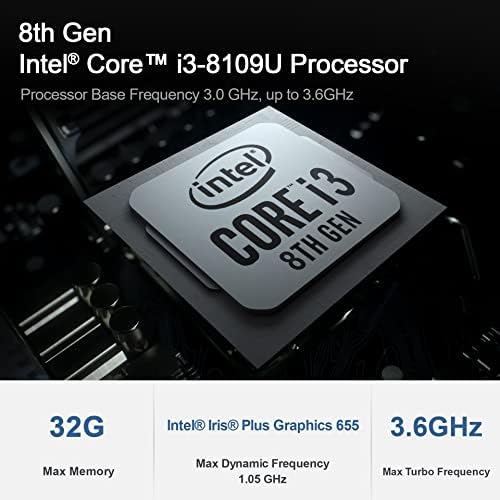Beelink 8th Gen Intel I3-8109U Mini PC SEI8, 16 GB RAM 500 GB NVME SSD Mini Computador Windows 10 Pro, HDMI duplo, 4K@60Hz