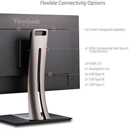 ViewSonic VP3256-4K Monitor ergonômico IPS 4K premium de 32 polegadas com molduras ultrafinas, precisão de cores, Pantone validado,