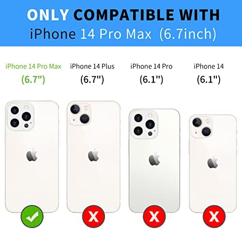 Www para iPhone 14 Pro Max Wallet Case 5G, Suporte MagSafe Charger, capa de telefone fólio de couro PU com [Kickstand] [slot