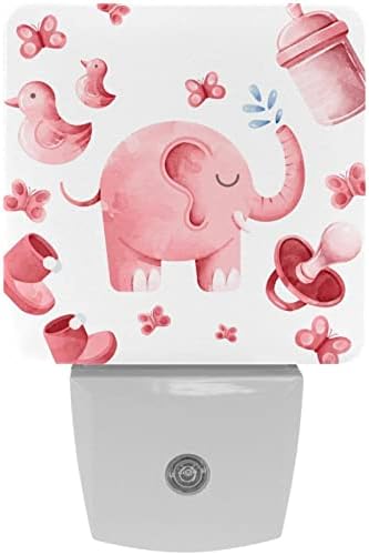 Chá de bebê de elefante rosa Luz noturna, crepúsculo inteligente ao dia do dia