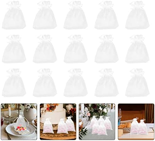 Alipis White Organza Bags 50pcs Polsa de jóias de jóias de cordão de gado