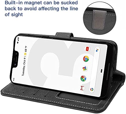 ASUWISH compatível com o Google Pixel 3 Caixa da carteira XL e Protetor de tela de vidro temperado Flip Tampo do cartão de