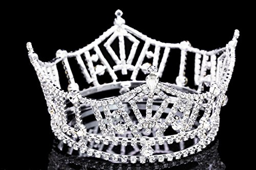 Concurso de tamanho médio de 3 Coroa de Tiara - Crystal T1016, banhado a prata T1016