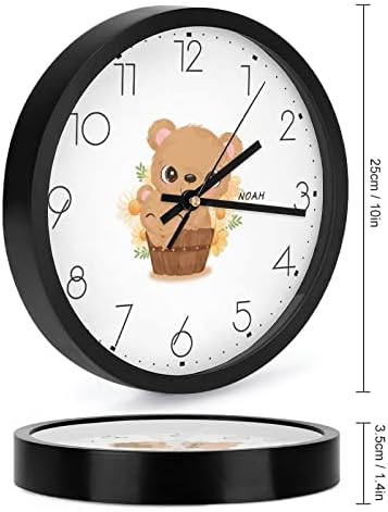 Adorável mamãe e relógio de parede de urso de bebê, presente de batismo, relógio personalizado com bebê chamadogital 10 ,