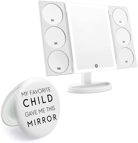 Espelho compacto de tamanho pequeno de bolso espelhado para bolsa e bolsa e espelho de maquiagem X-Large com 44 luzes LED