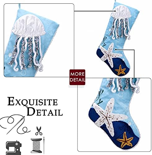 Valery Madelyn 21 polegadas grandes gentilezas de meias de natal prata azul decorações