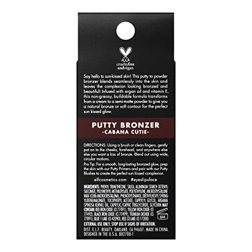 duende. Putty Bronzer, fórmula cremosa e altamente pigmentada, cria um brilho bronzeado duradouro, infundido com óleo