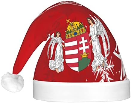 Brasão de braços da Hungria engraçada adultos luxuoso Papai Noel Light Up Christmas Hat para mulheres e homens chapéu de férias