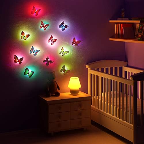 Luzes de decoração de borboleta LED Luz colorida Night Light 3D Butterfly Wall Starters Luz para festa de casamento