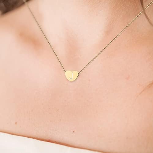 Aufien 18k Gold Bated Heart Colar, elegante e elegante colar de coração fofo para mulheres meninas crianças aniversários,