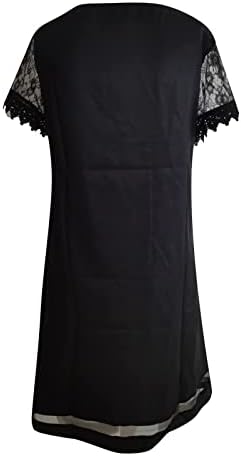 Vestido de manga curta de renda casual bdpokas para mulheres impressas v vestido solto vestido de cocktail de verão