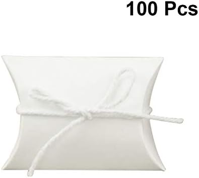 AMOSFUN 100pcs travesseiros caixas de doces brancos caixas de presente de papel