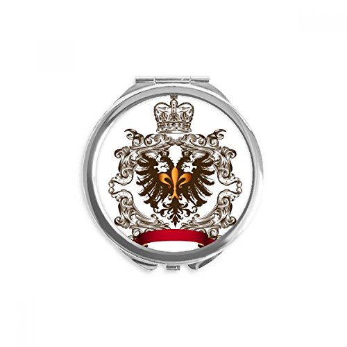 Emblema de águia de duas cabeças Europa com espelho compacto de mão redondo vidro portátil de bolso