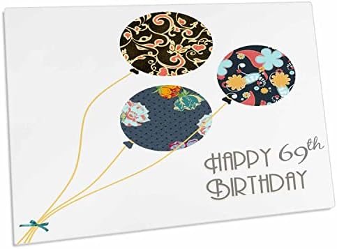 3drose feliz 69º aniversário - balões florais modernos elegantes. - Tapetes de local para baixo da almofada