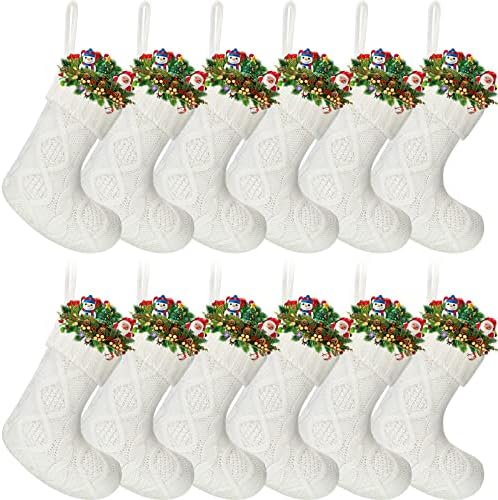 Pacote de 12 mini meias de Natal de malha de 6 polegadas de malha de natal meias de família meias férias pendurando