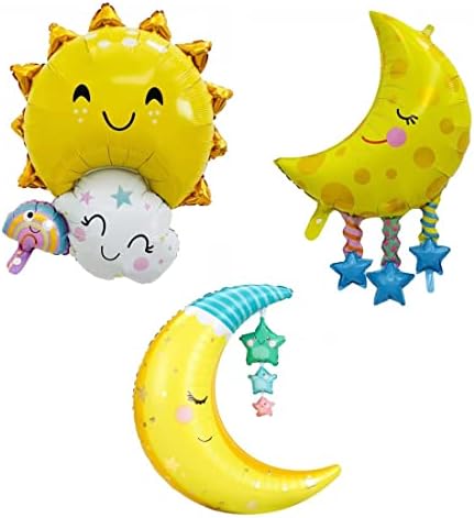 Mornedew 3 PCs Cloud Sun Moon Pingente Balão da Lua Tassel para Festa de Sobremesa Party Party Party Birthday Baby