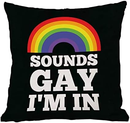 Rainbow Igualdade lésbica gay lgbtq arremesso de travesseiro sons gay Estou na capa de almofada de travesseiro gay